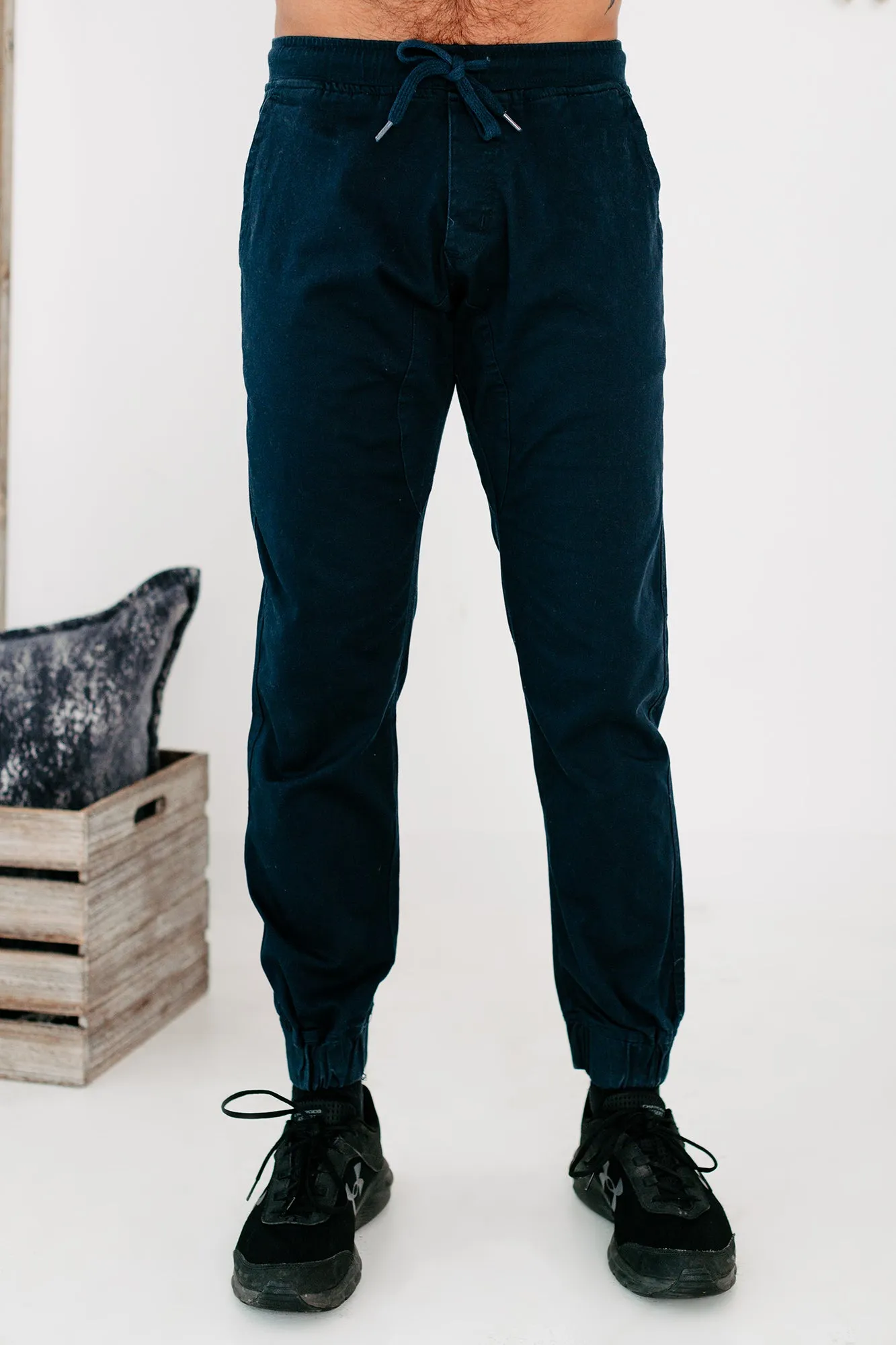 Dwayne Men's Cotton Twill Jogger Pants (Navy)