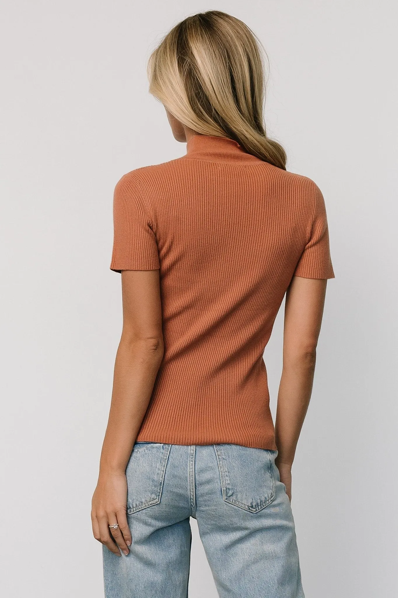 Edie Mock Neck Top | Terracotta