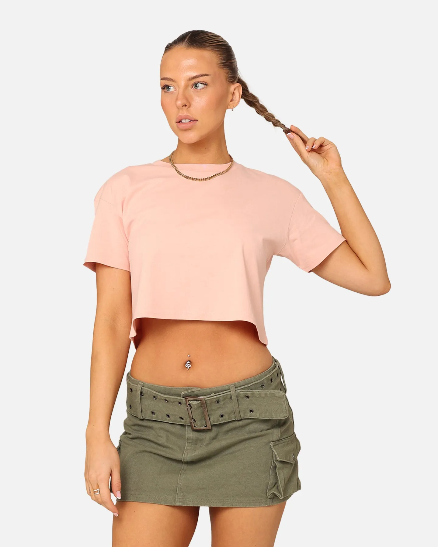 EN ES Women's Crop T-Shirt Pale Pink