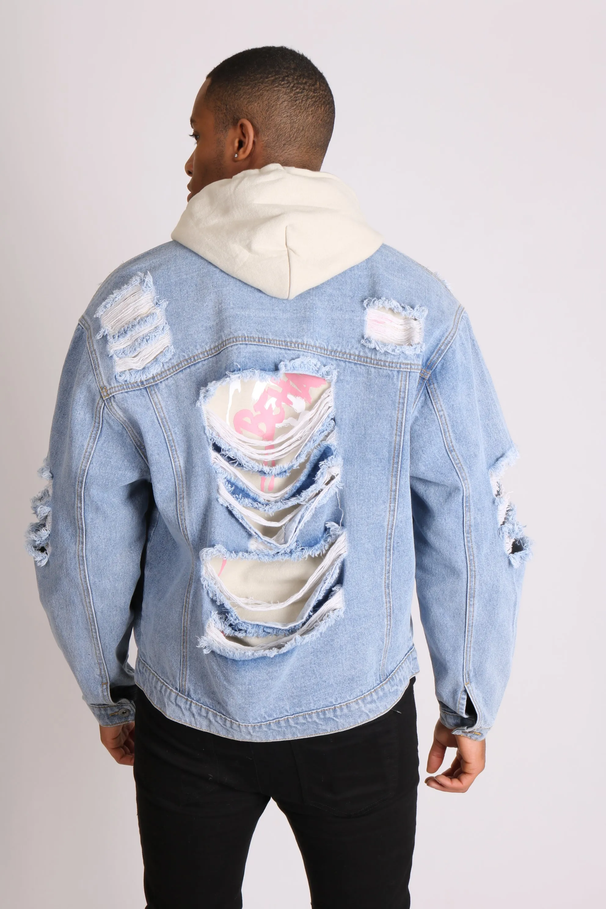 Faro Vintage Stonewash Oversized Distressed Denim Jacket