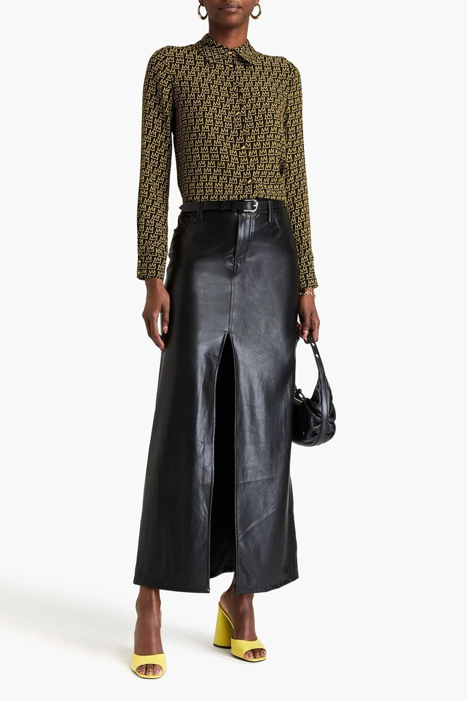 Faux Leather Midi Skirt