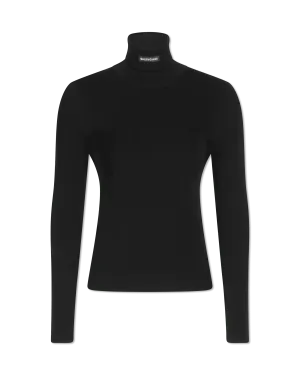 Fitted Viscose Knit Turtleneck Sweater