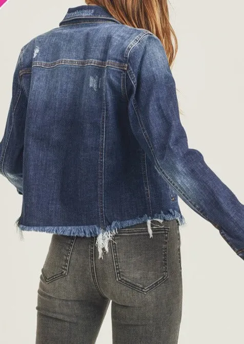 FRAYED HEM WASHED JACKET