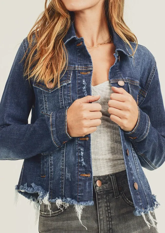 FRAYED HEM WASHED JACKET