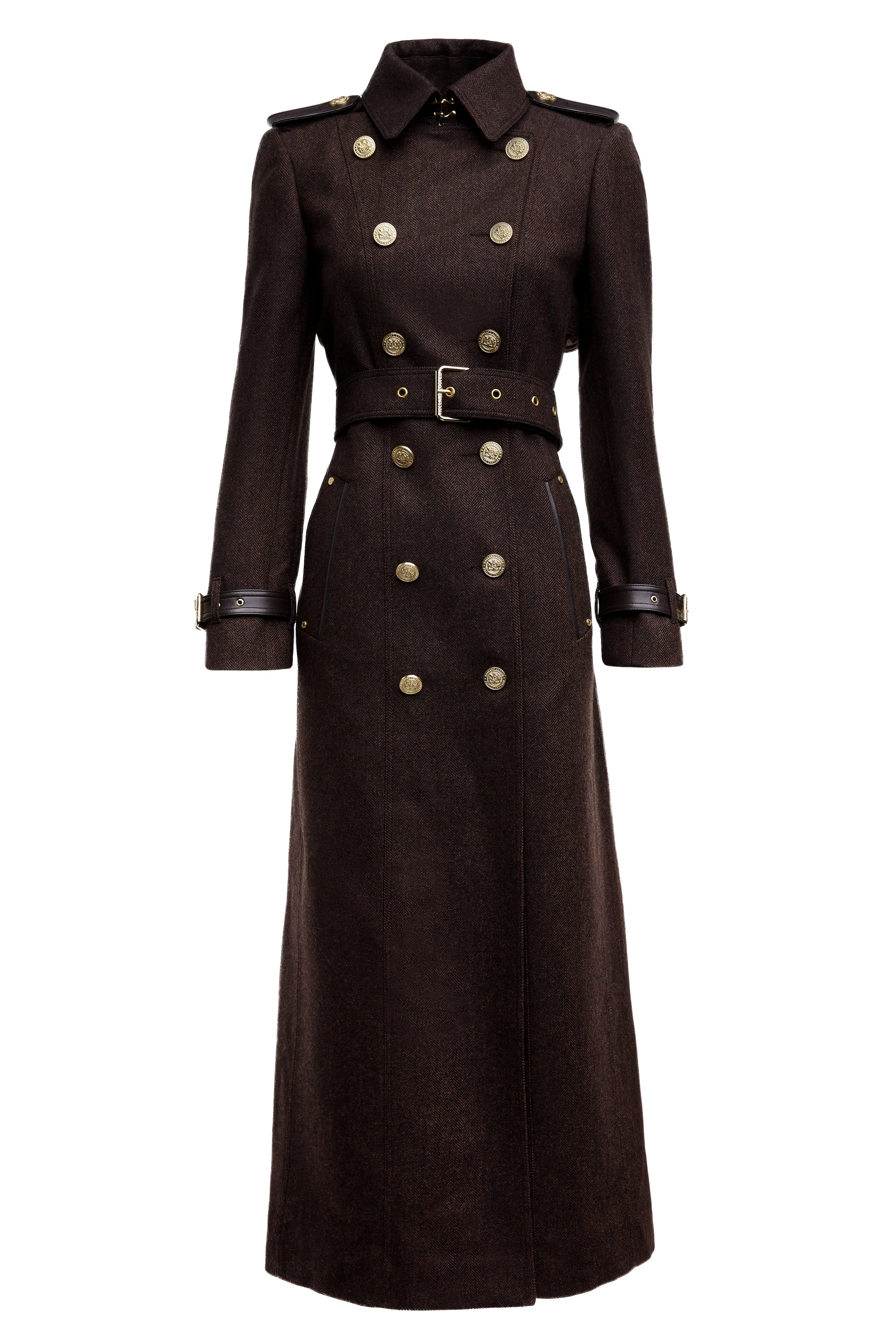 Full Length Marlborough Trench Coat (Chocolate Herringbone)