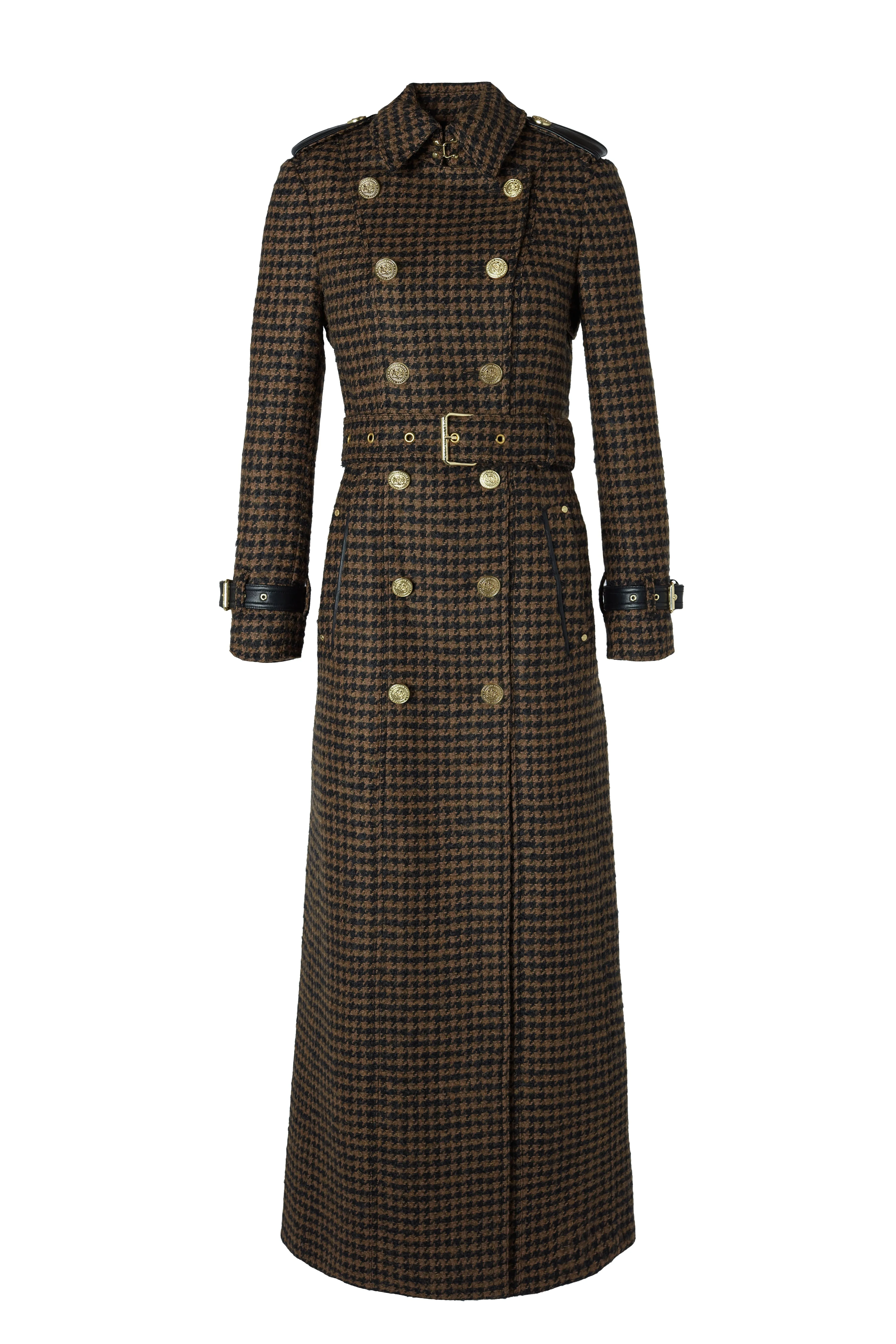 Full Length Marlborough Trench Coat (Chocolate Houndstooth)