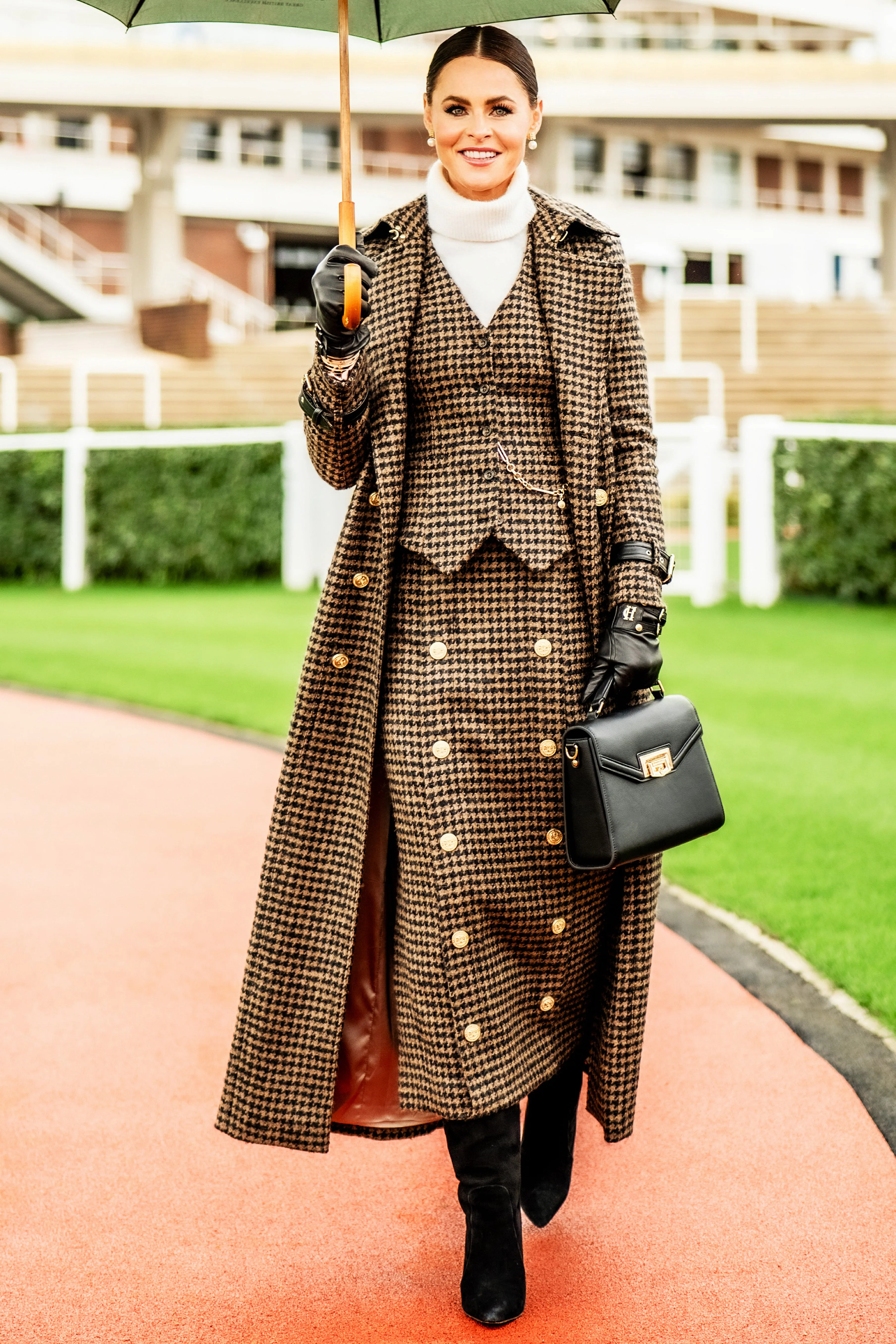 Full Length Marlborough Trench Coat (Chocolate Houndstooth)