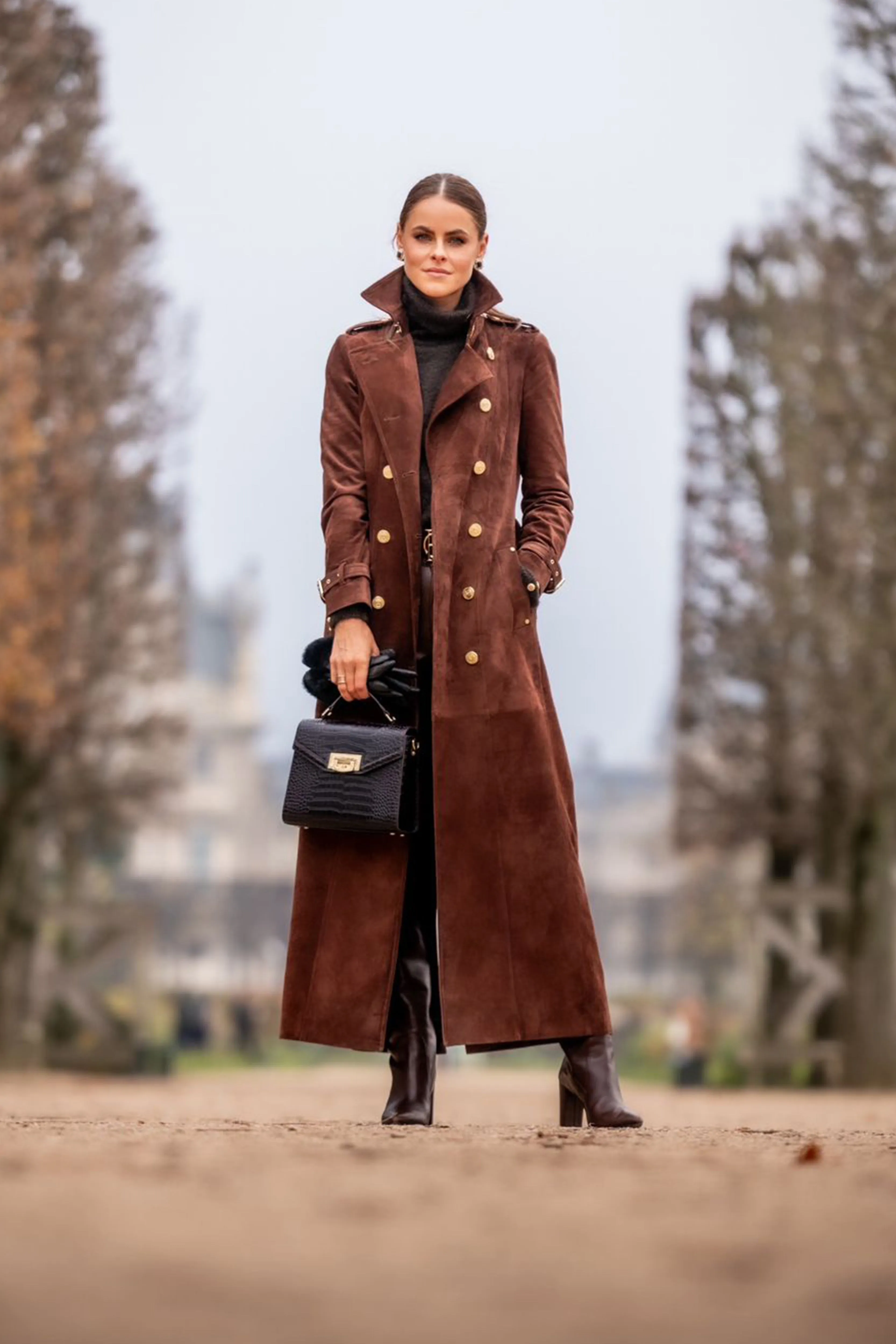 Full Length Marlborough Trench Coat (Chocolate Suede)