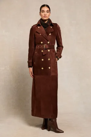 Full Length Marlborough Trench Coat (Chocolate Suede)