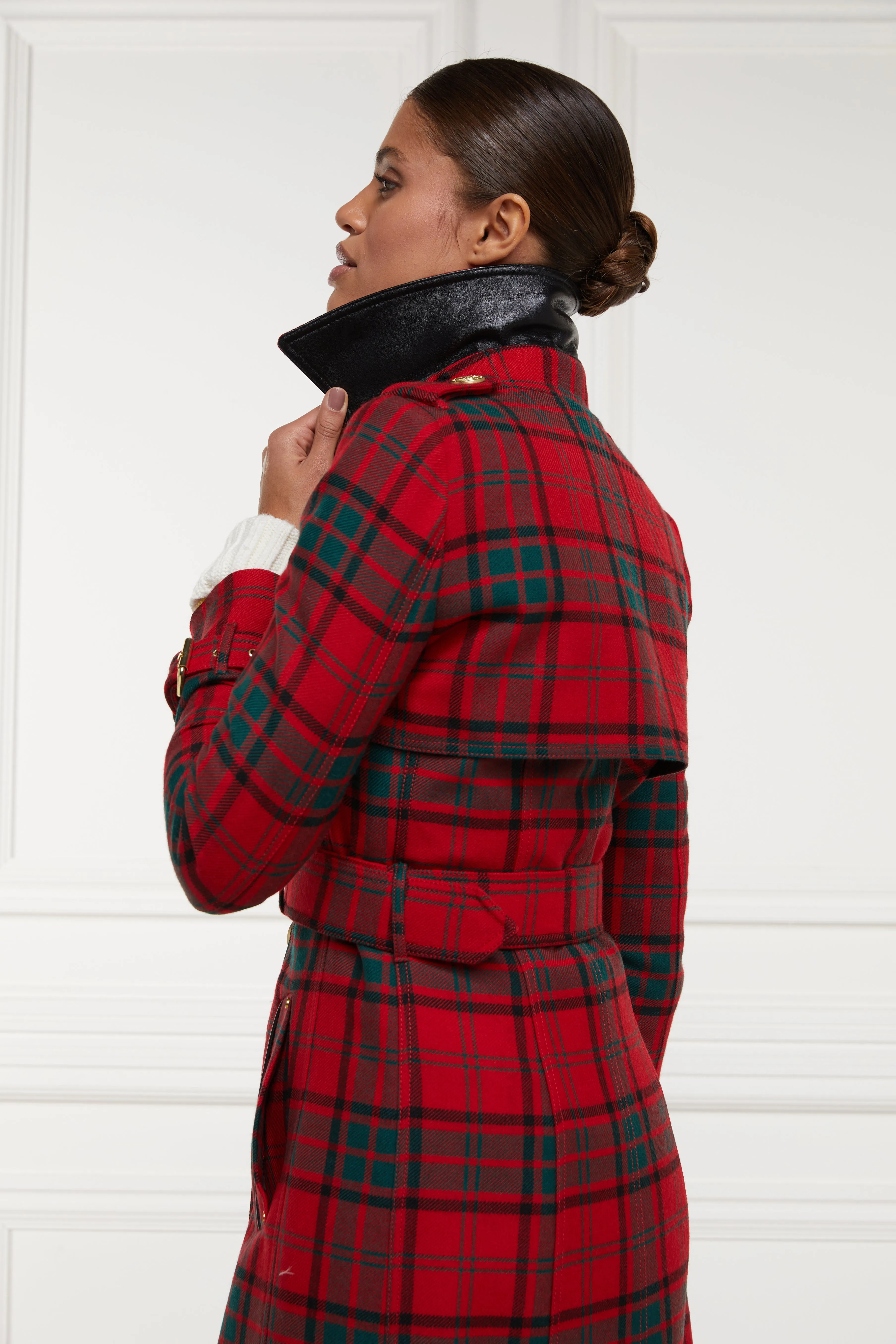 Full Length Marlborough Trench Coat (Red Tartan)