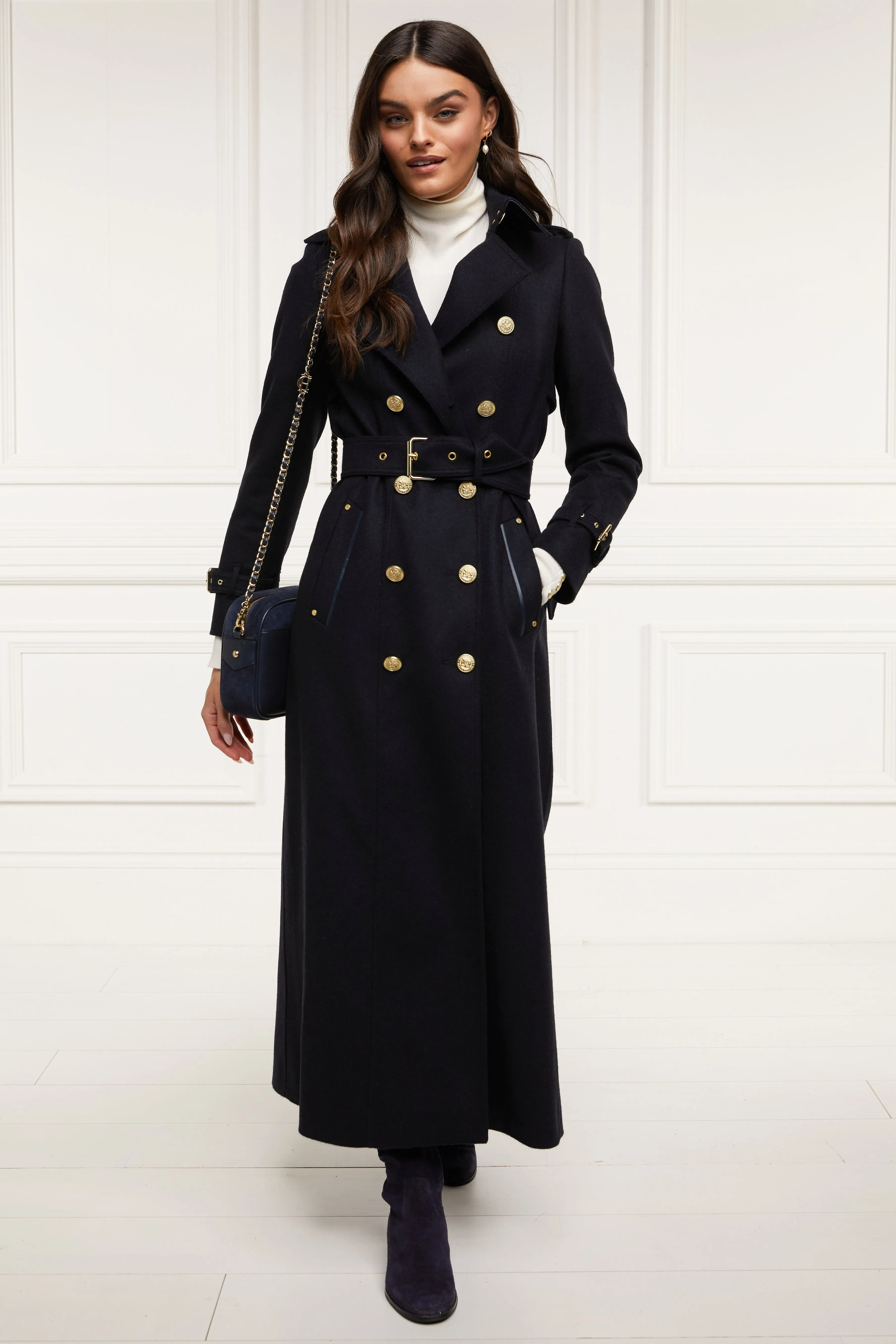 Full Length Marlborough Trench Coat (Soft Navy)