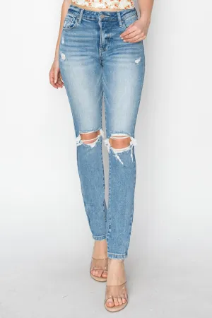 Full Size High Rise Knee Distressed Skinny Jeans