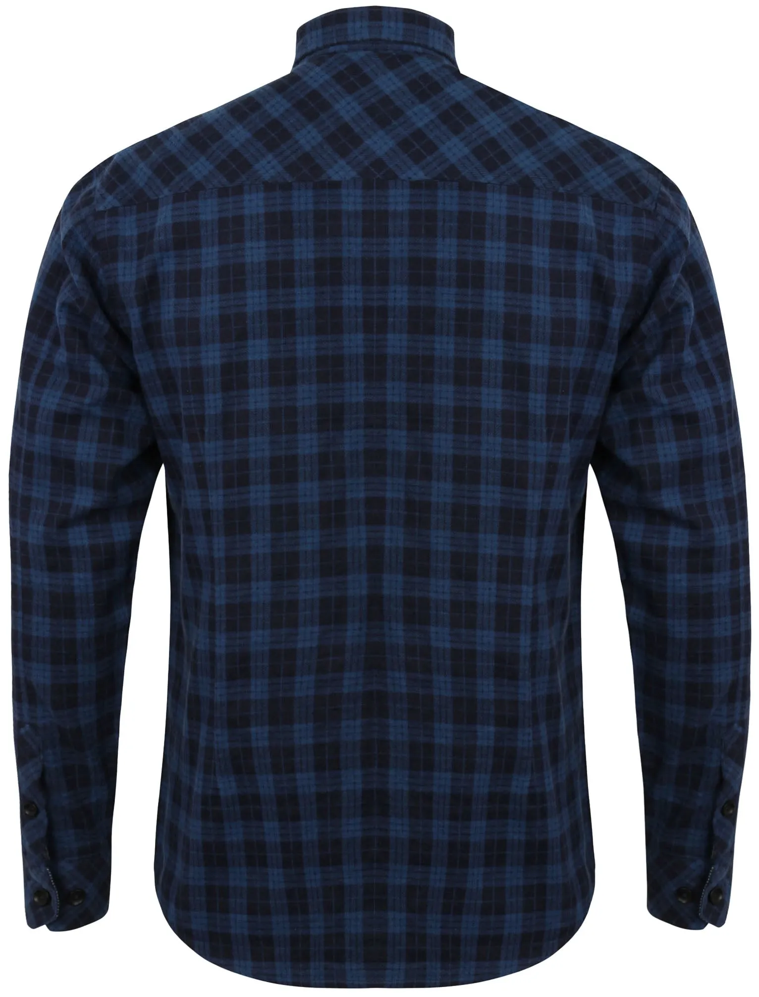 Glendale Checked Long Sleeve Flannel Shirt in Estate Blue - Tokyo Laundry