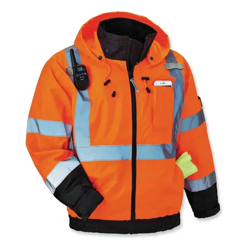 Glowear 8379 Class 3 Hi-vis Fleece Lined Bomber Jacket, Orange, Small, Ships In 1-3 Business Days