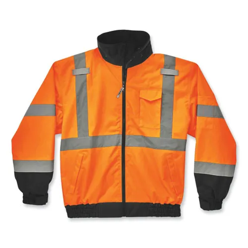 Glowear 8379 Class 3 Hi-vis Fleece Lined Bomber Jacket, Orange, Small, Ships In 1-3 Business Days