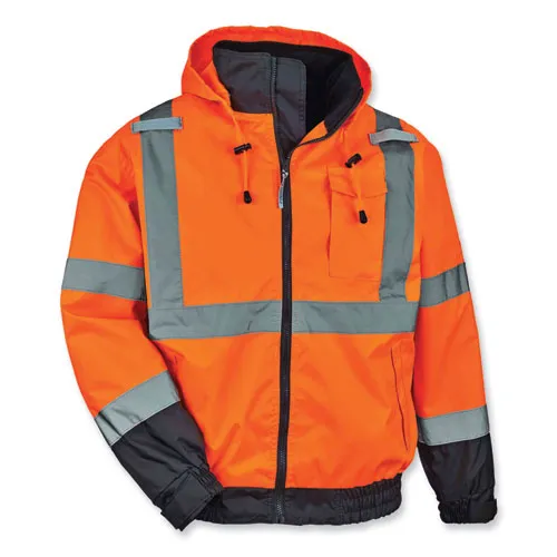 Glowear 8379 Class 3 Hi-vis Fleece Lined Bomber Jacket, Orange, Small, Ships In 1-3 Business Days