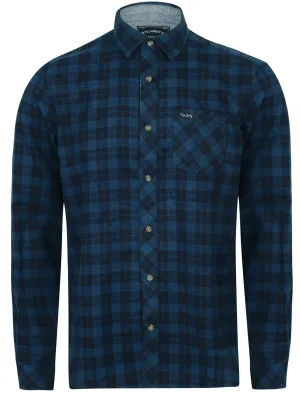 Hadleigh Checked Cotton Flannel Shirt In Estate Blue - Tokyo Laundry