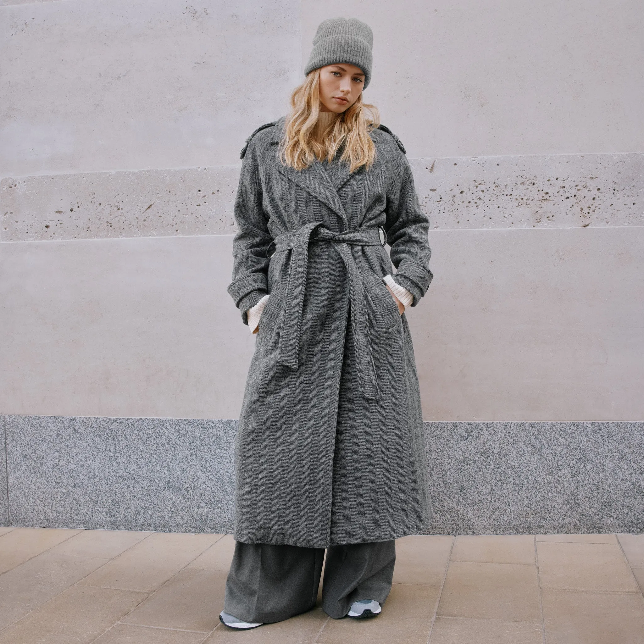 Herringbone Wool Mix Coat