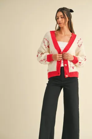 Holiday Hugs Tree Embroidered Cardigan