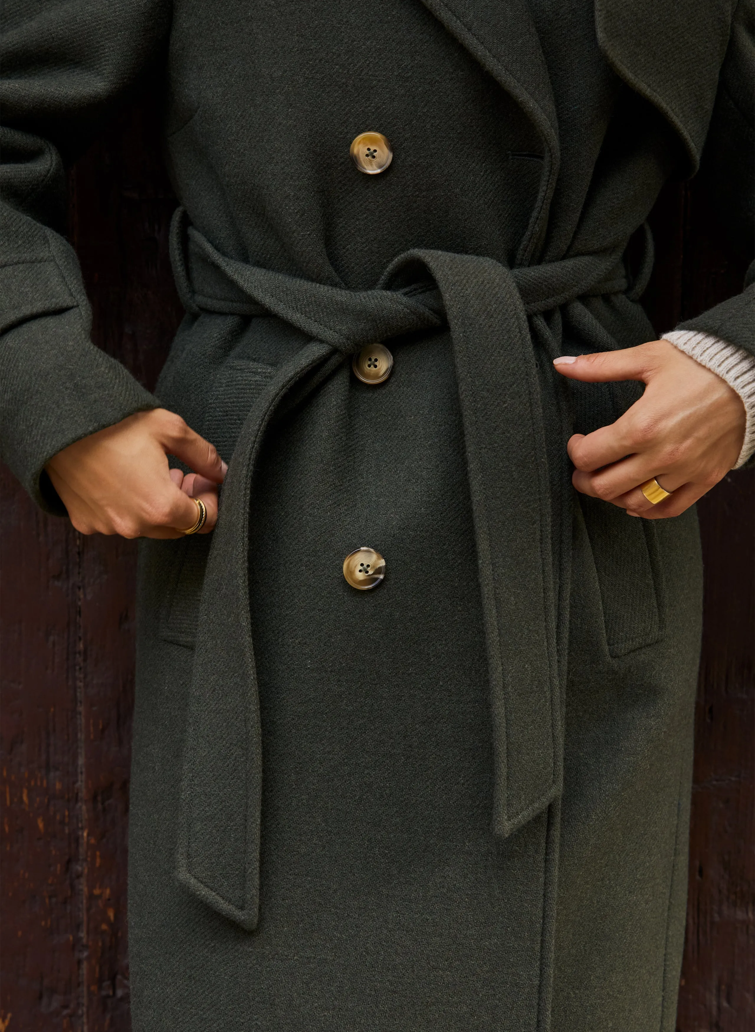 Ingrid Belted Wool Trench Coat