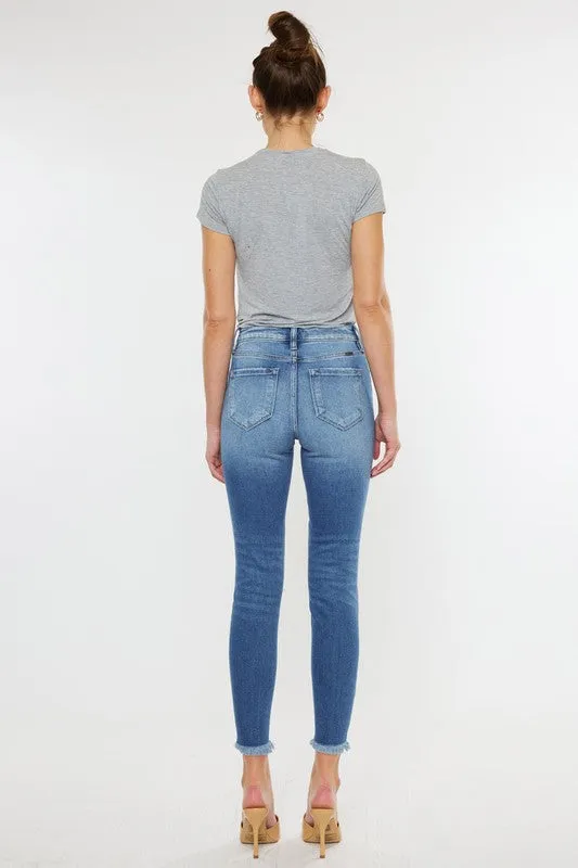 Jamie High Rise Fray Hem Ankle Skinny Jeans