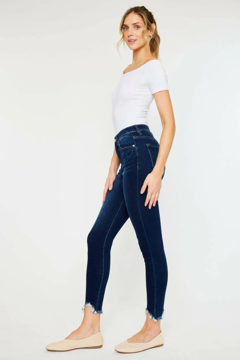 Kancan Full Size High Rise Frayed Ankle Skinny Jeans | SLEEKDENIM.COM