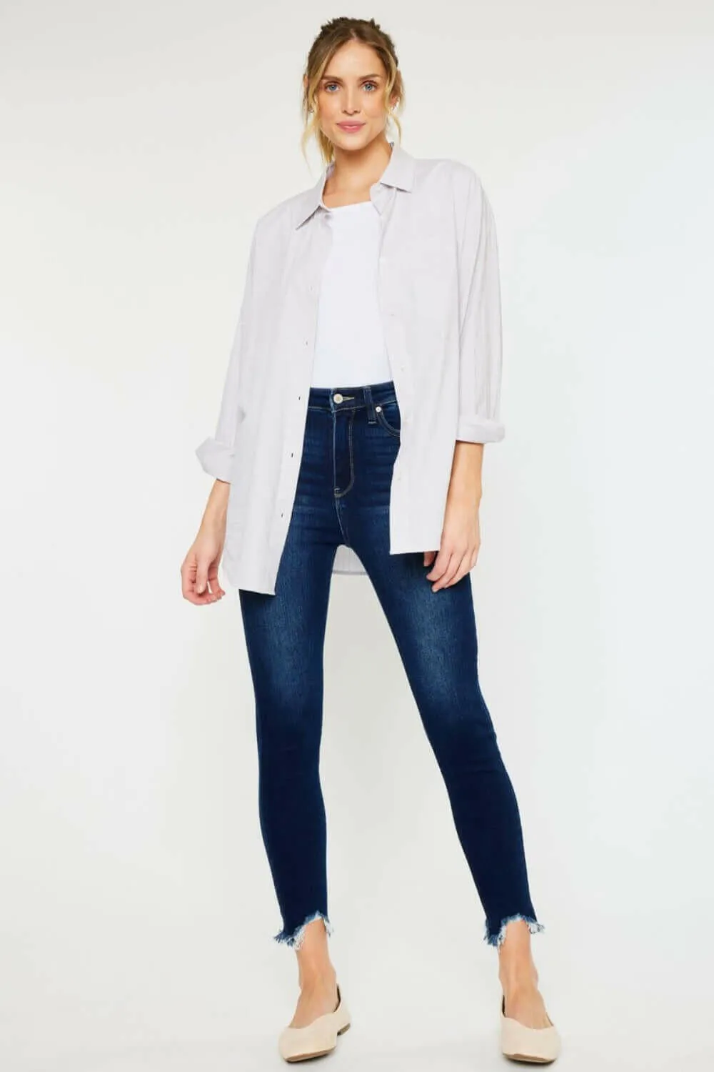 Kancan Full Size High Rise Frayed Ankle Skinny Jeans | SLEEKDENIM.COM