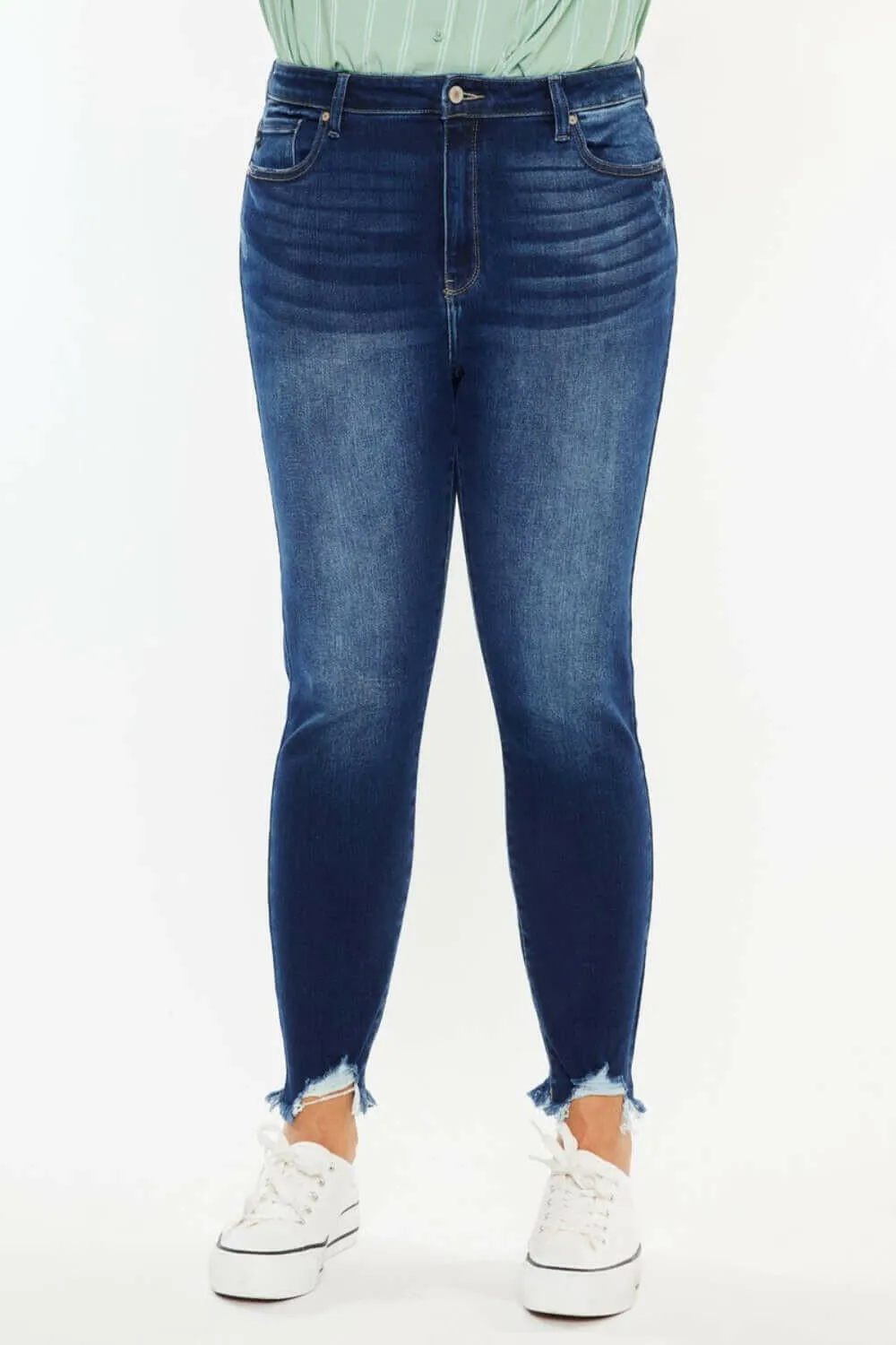 Kancan Full Size High Rise Frayed Ankle Skinny Jeans | SLEEKDENIM.COM