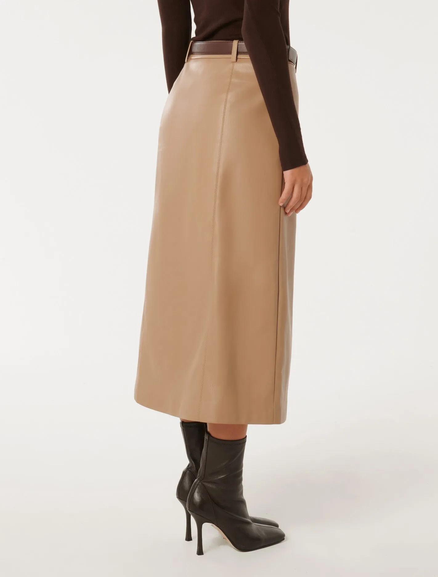 Katy Belted A-Line Midi Skirt