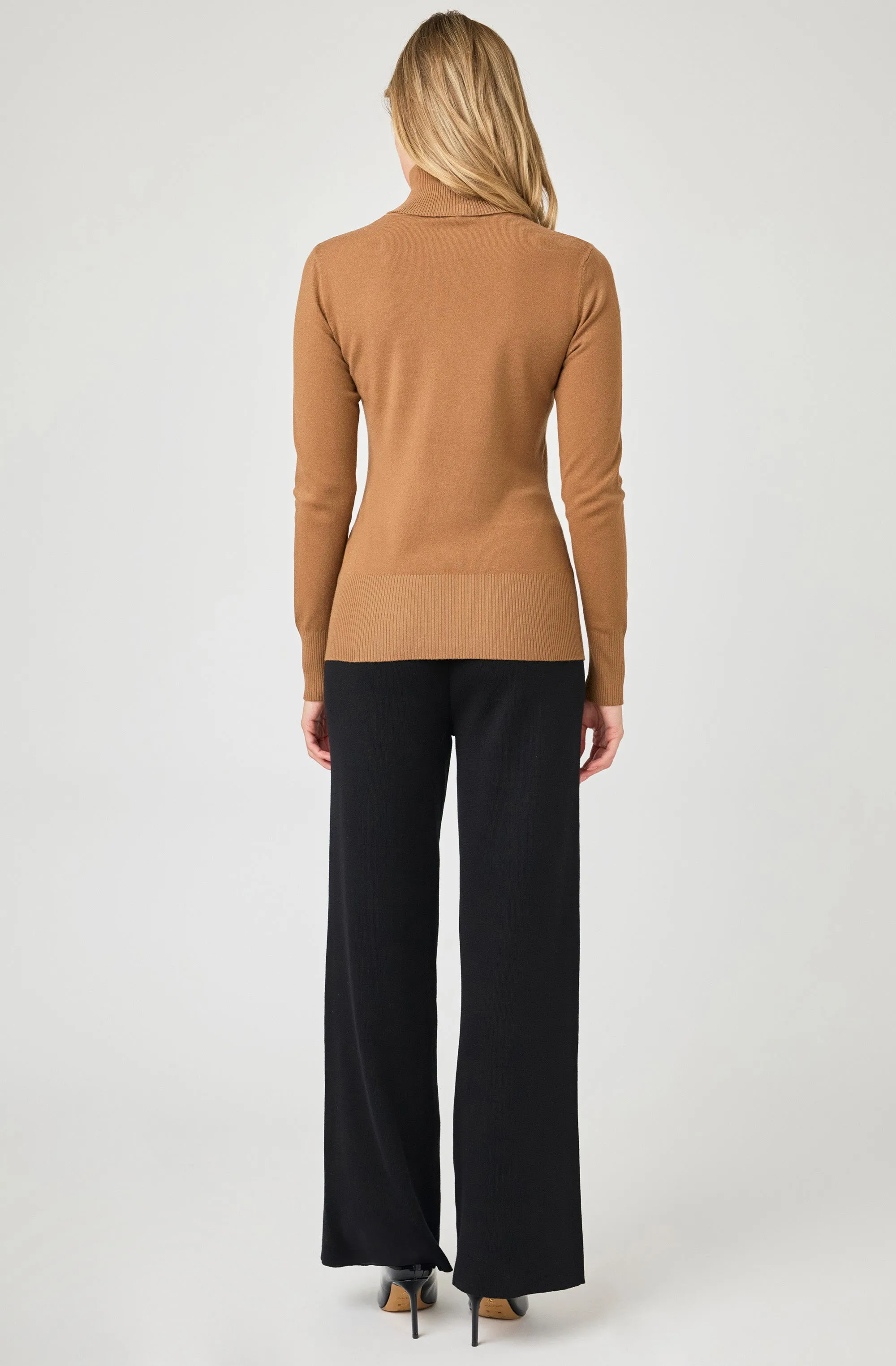 Knit Turtleneck Sweater with Ribbed Hem