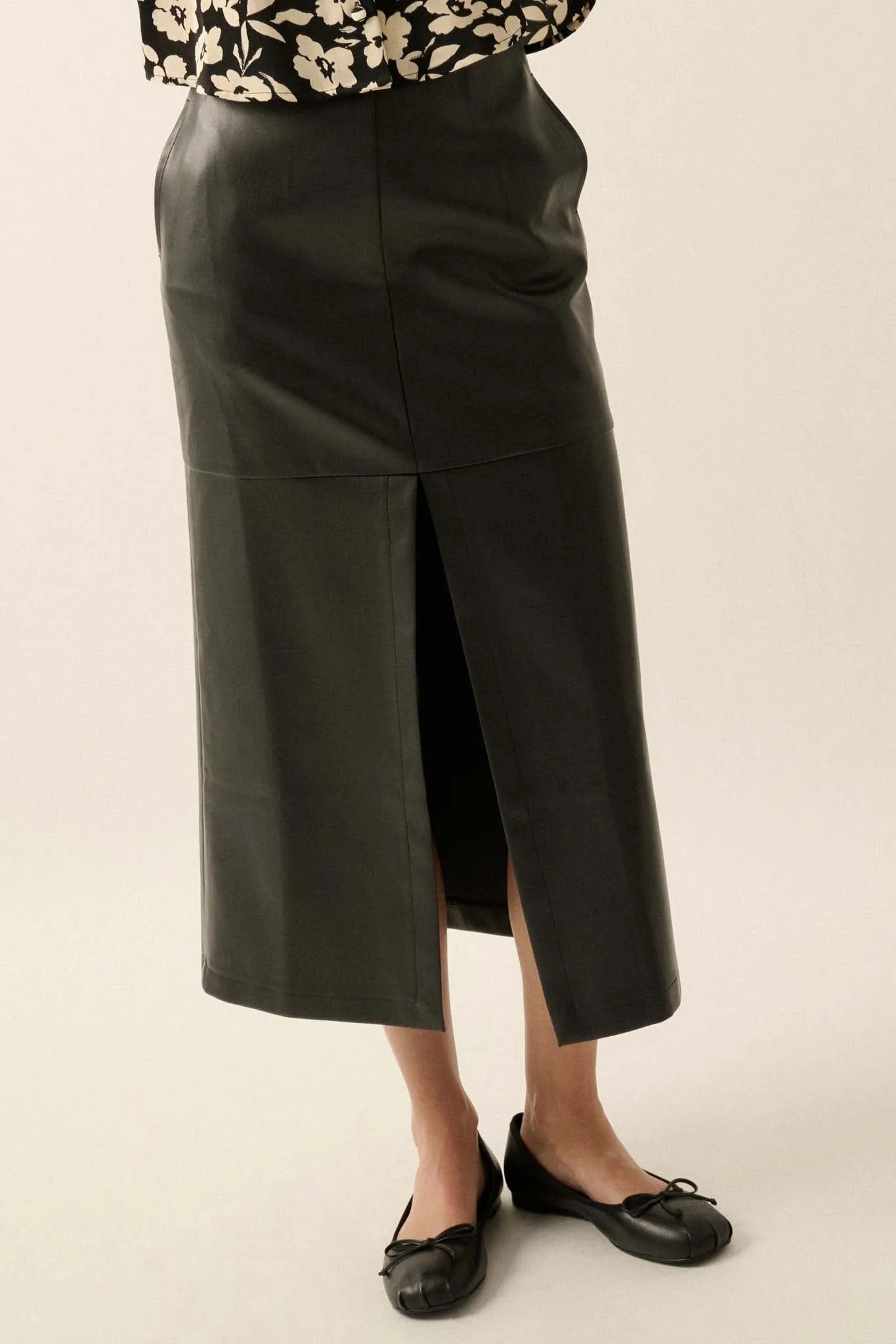 Leading Edge Vegan Leather Pencil Skirt