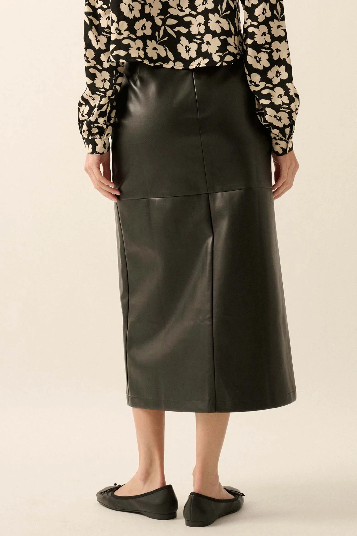 Leading Edge Vegan Leather Pencil Skirt