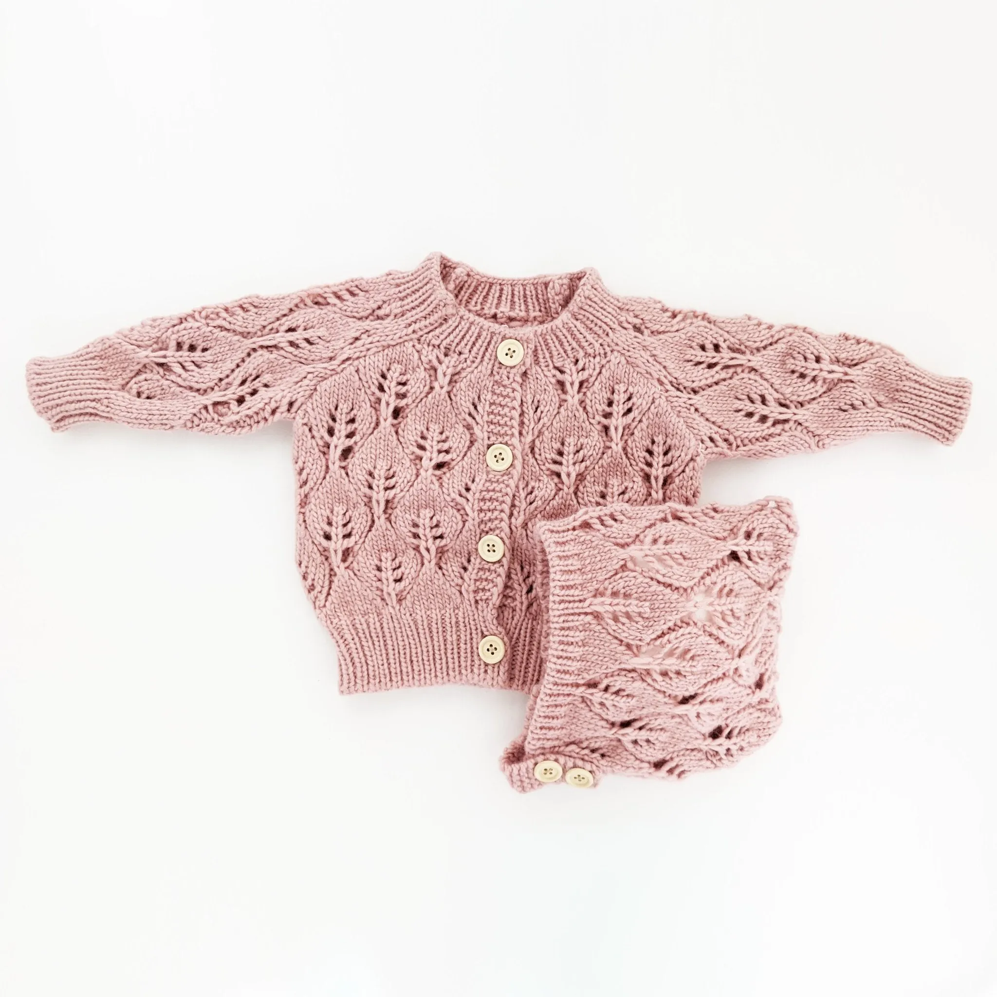 Leaf Lace Cardigan Sweater Rosy