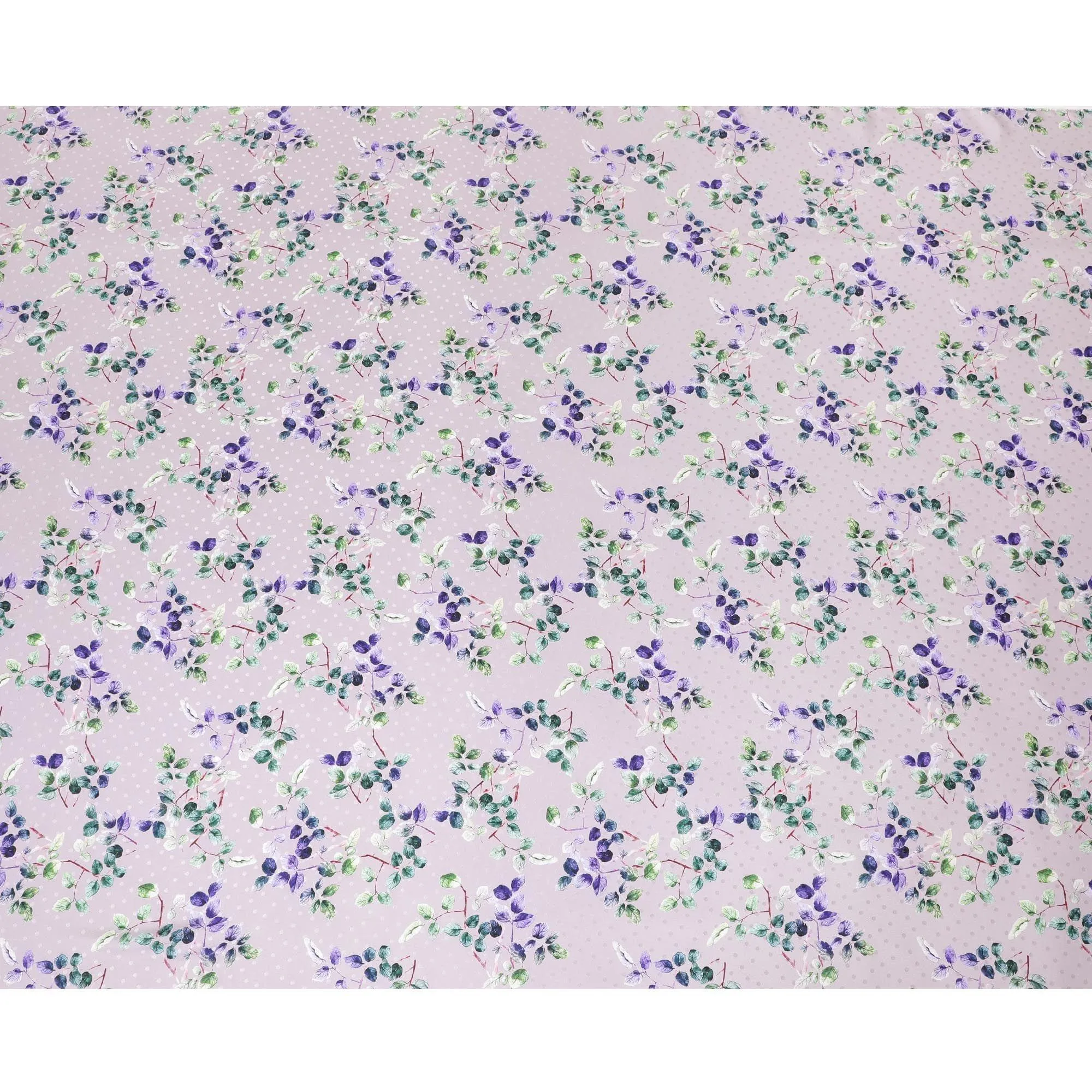 Light Lavender Italian premium pure silk satin with same tone dot jacquard having multicolor print in floral design-D9721