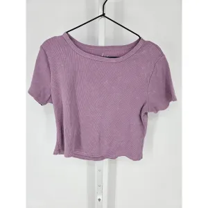 Livi Olivia Rae Womens Sz L Crop Top T Shirt Light Purple Ribbed