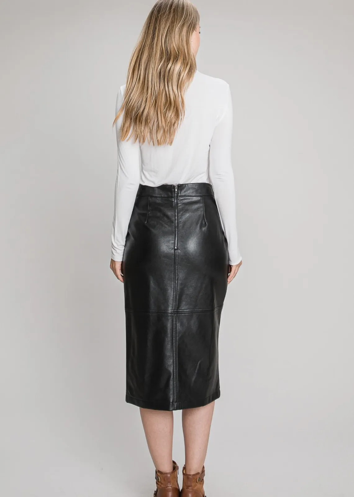 Lizzie Leather Midi Skirt