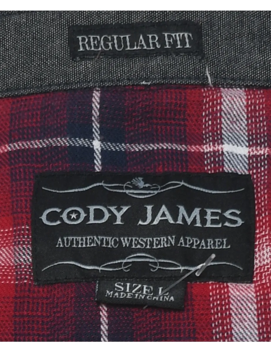 Long Sleeved Checked Flannel Shirt - L