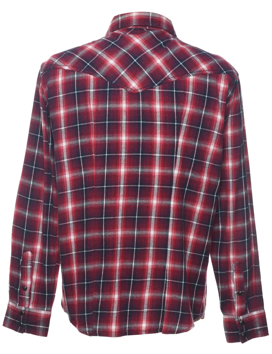 Long Sleeved Checked Flannel Shirt - L