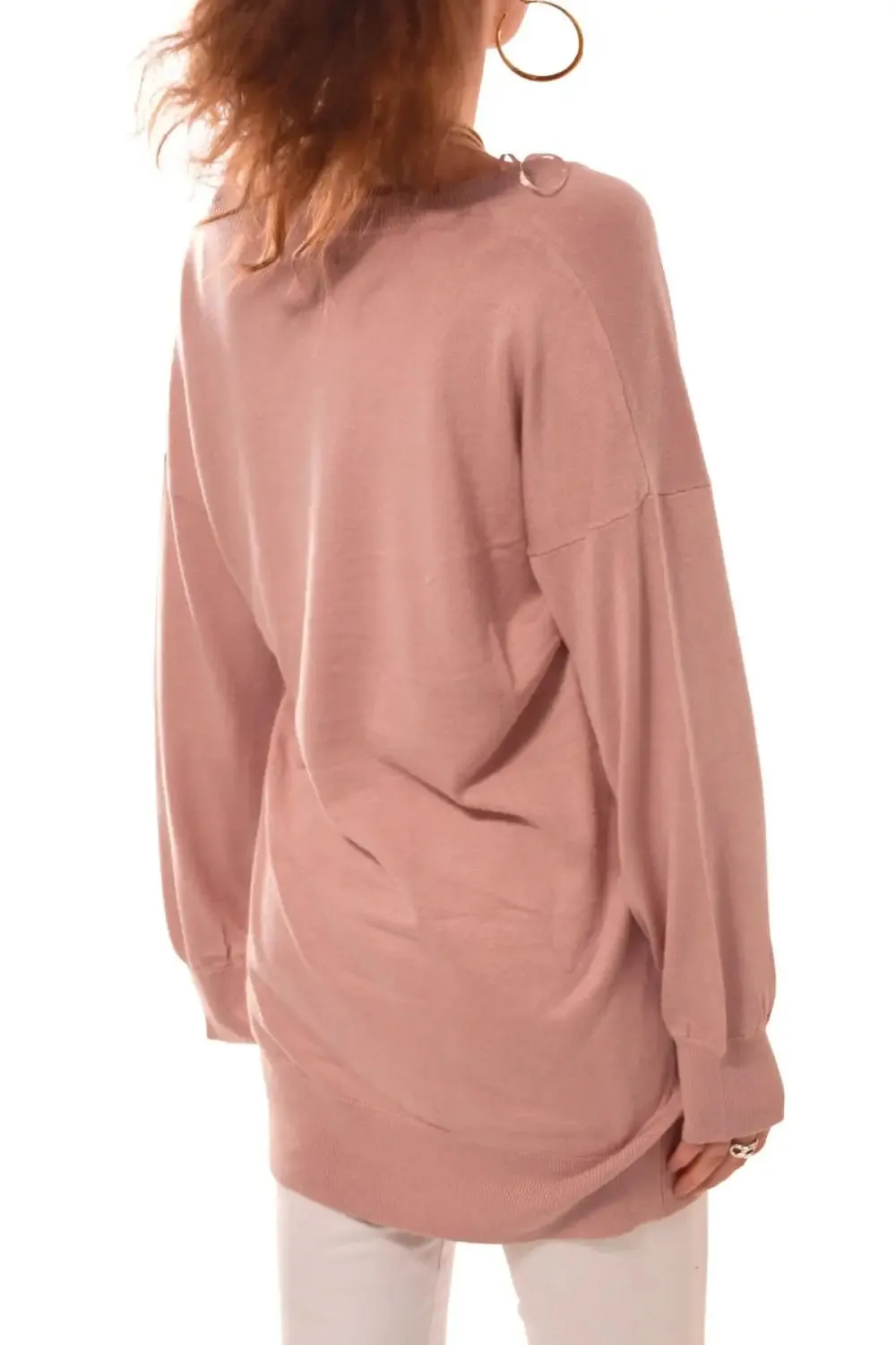 Long V Neck Fine Knit Jumper