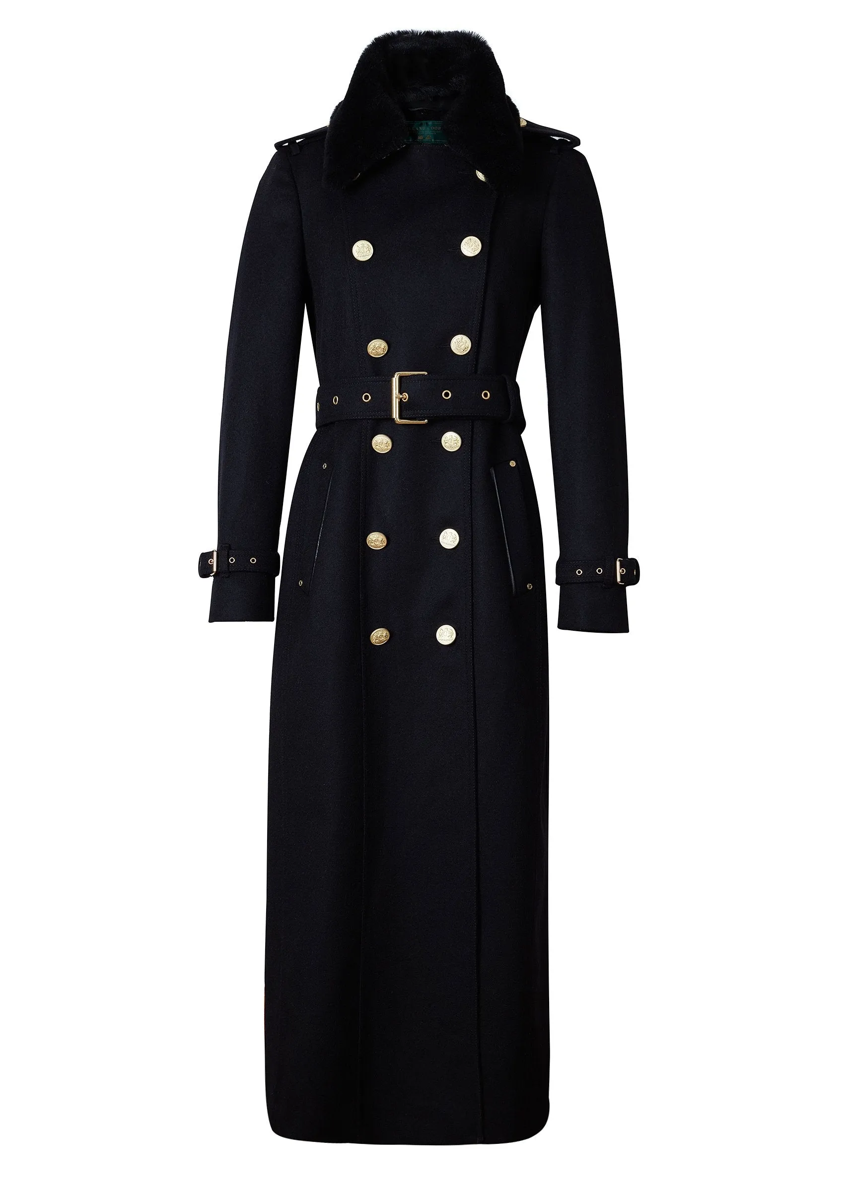 Marlborough Shearling Trench Coat (Soft Black)