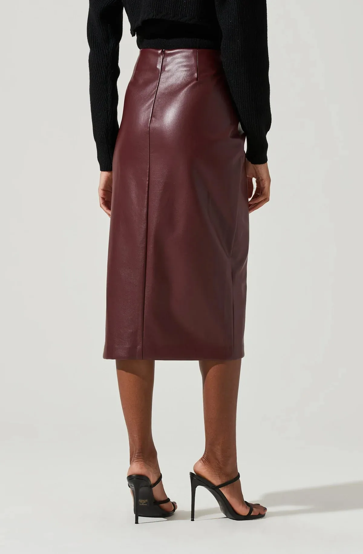 MELODY FAUX LEATHER MIDI SKIRT