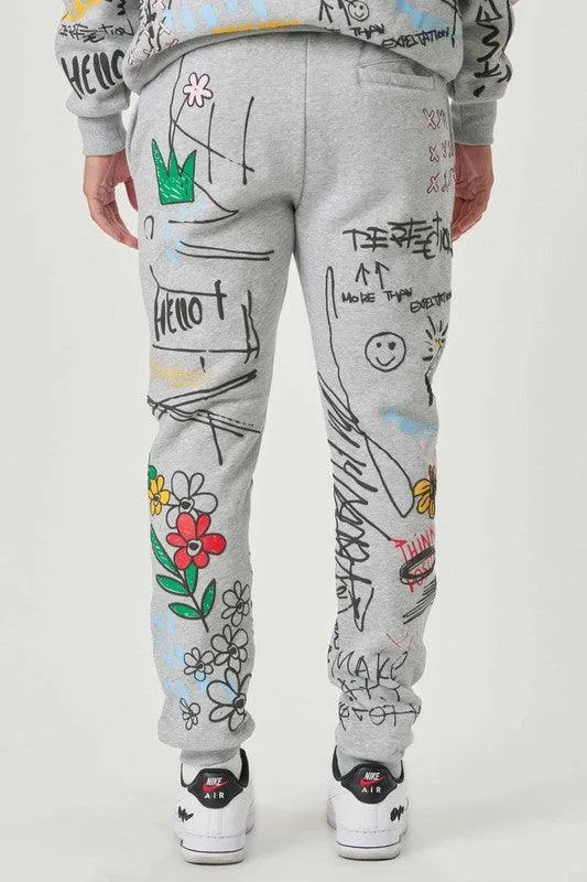 Mens All Over Graphic Jogger Pants