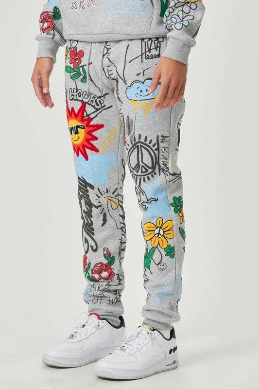 Mens All Over Graphic Jogger Pants