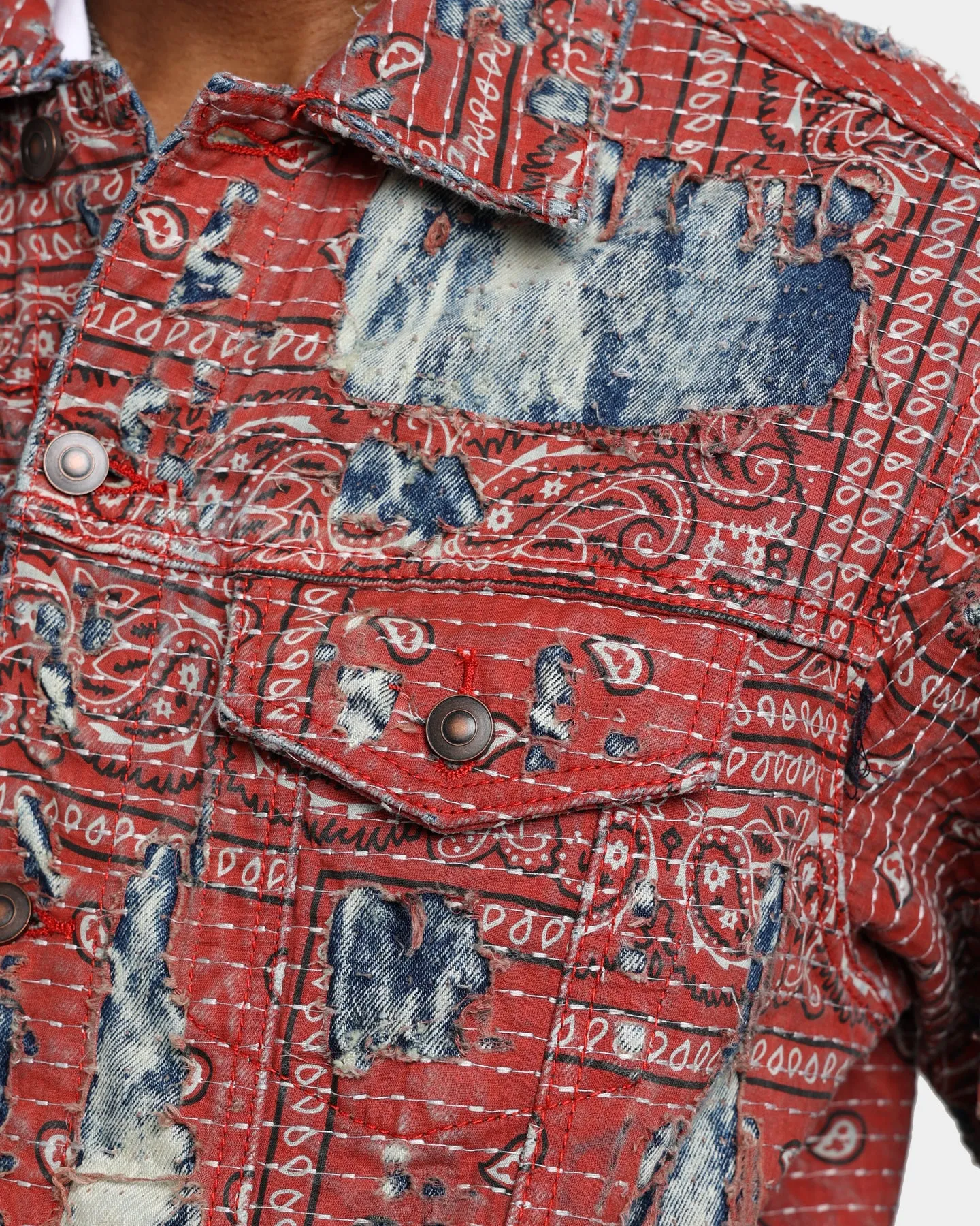 MNML Boro Paisley Trucker Jacket Blue/Red