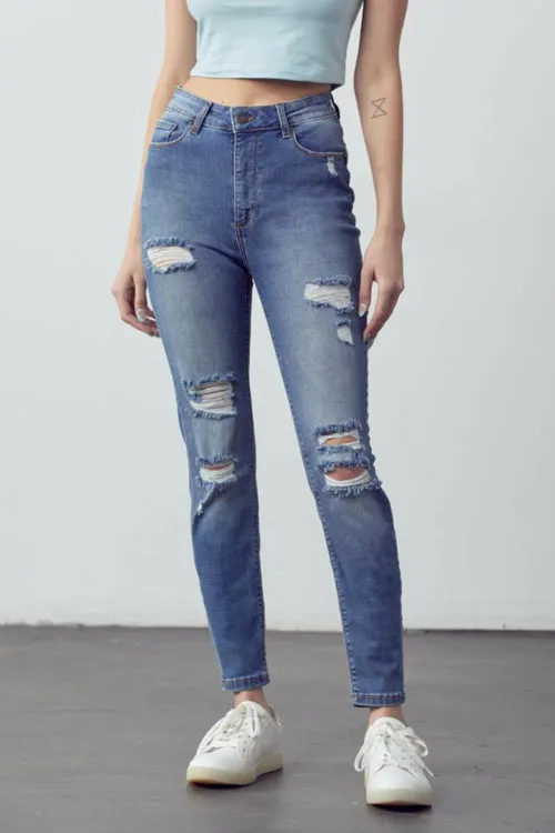 Muselooks High Rise Distressed Skinny Jeans