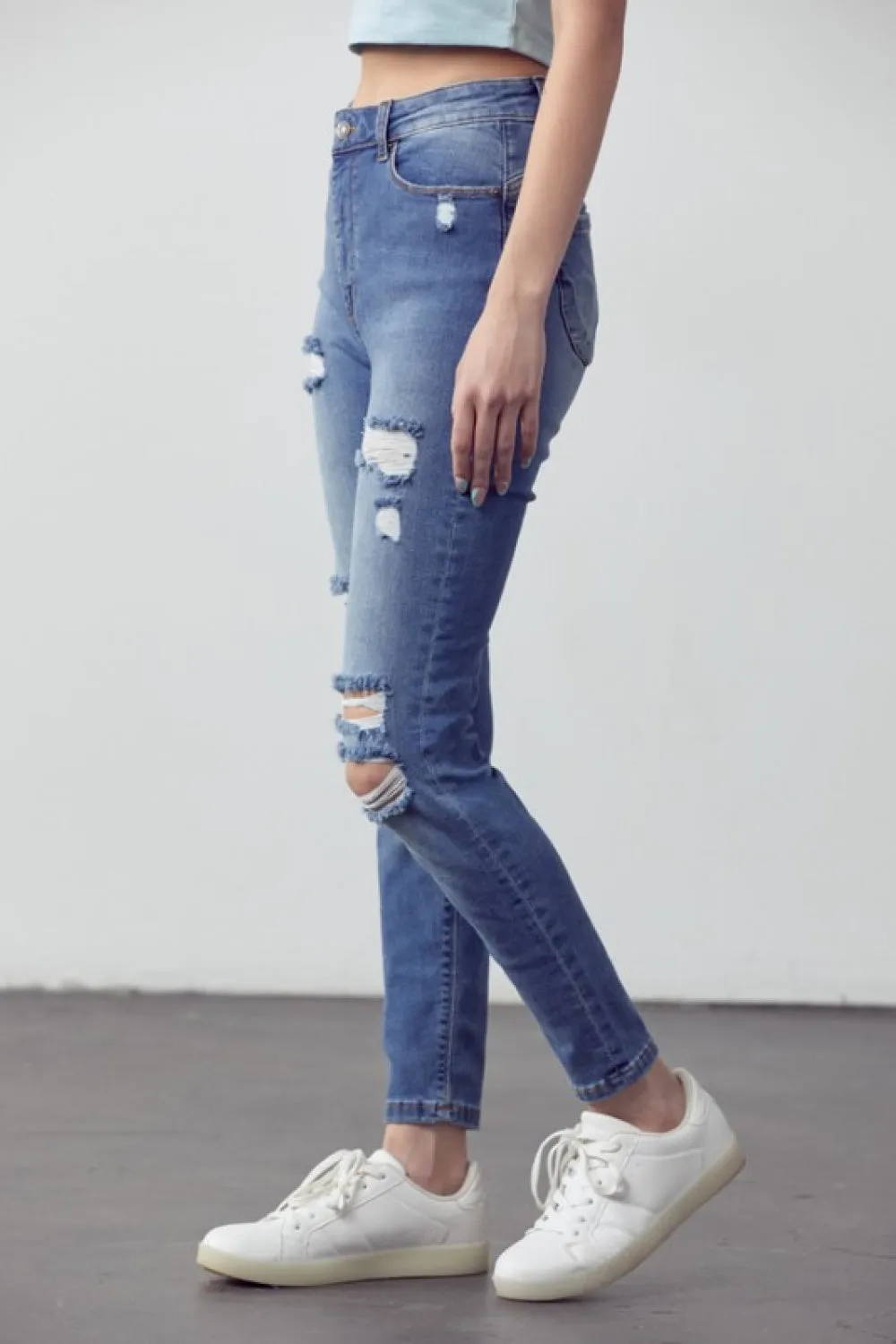 Muselooks High Rise Distressed Skinny Jeans