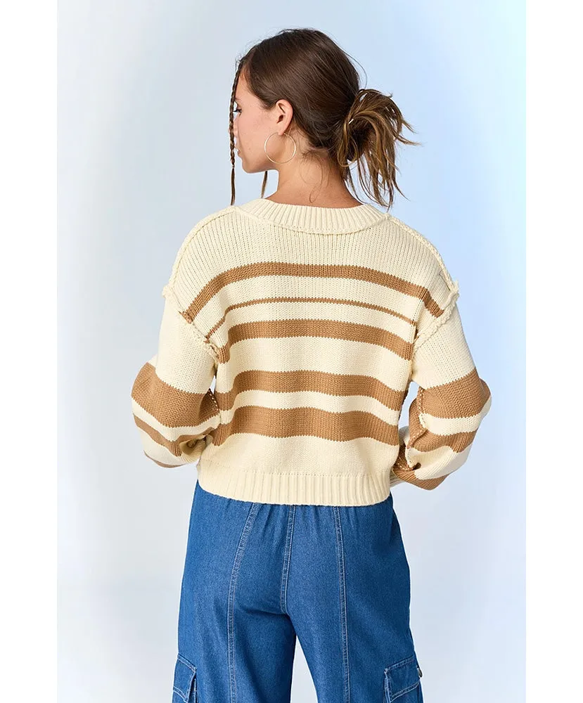 Nancy V-Neck Stripe Sweater Top