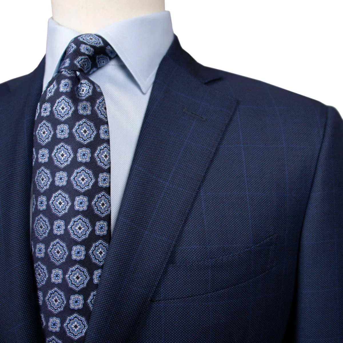 Navy Windowpane Check Super 130’s Wool Suit