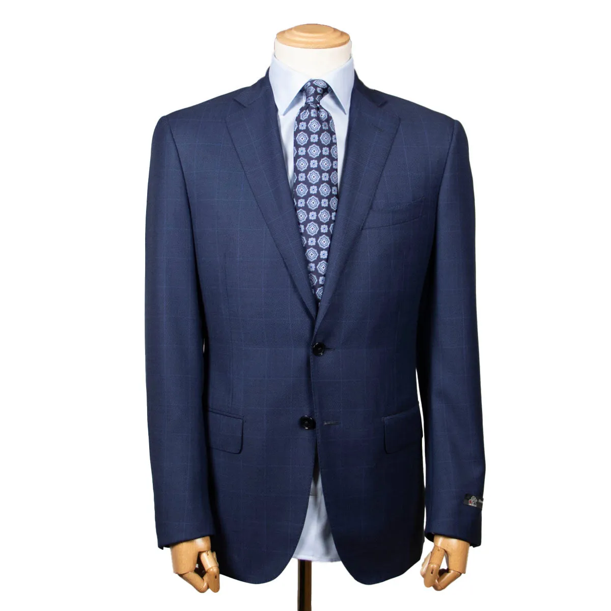 Navy Windowpane Check Super 130’s Wool Suit