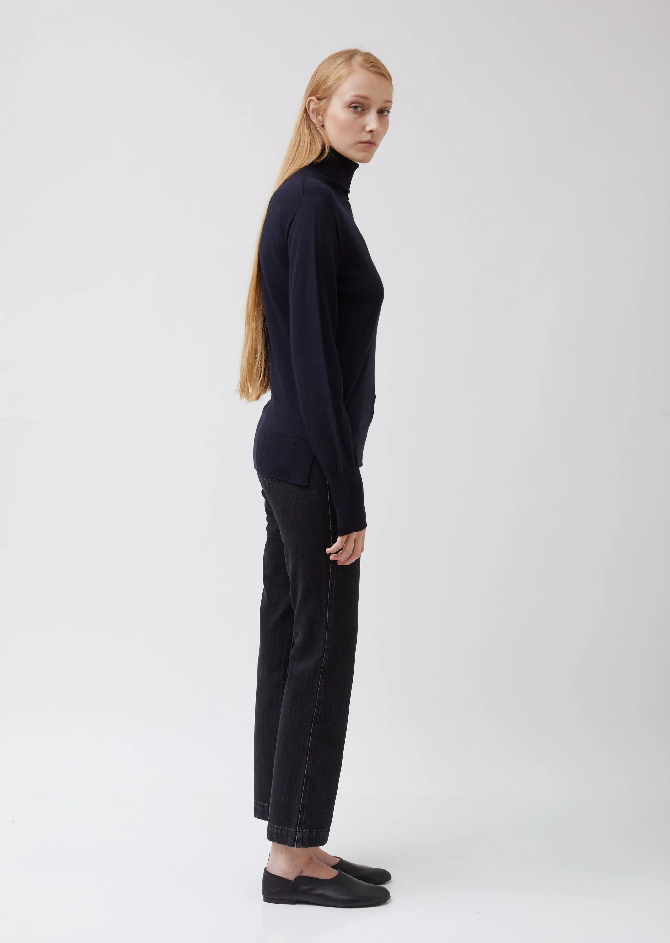 Ninon Turtleneck Wool Silk Fine Knit Sweater